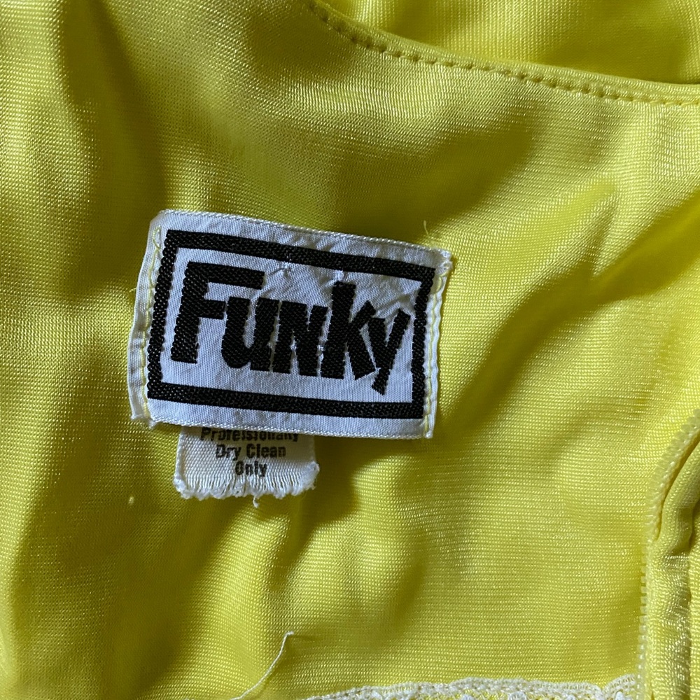 Vintage yellow keyhole jersey maxi disco dress S/M - Picture 10 of 12